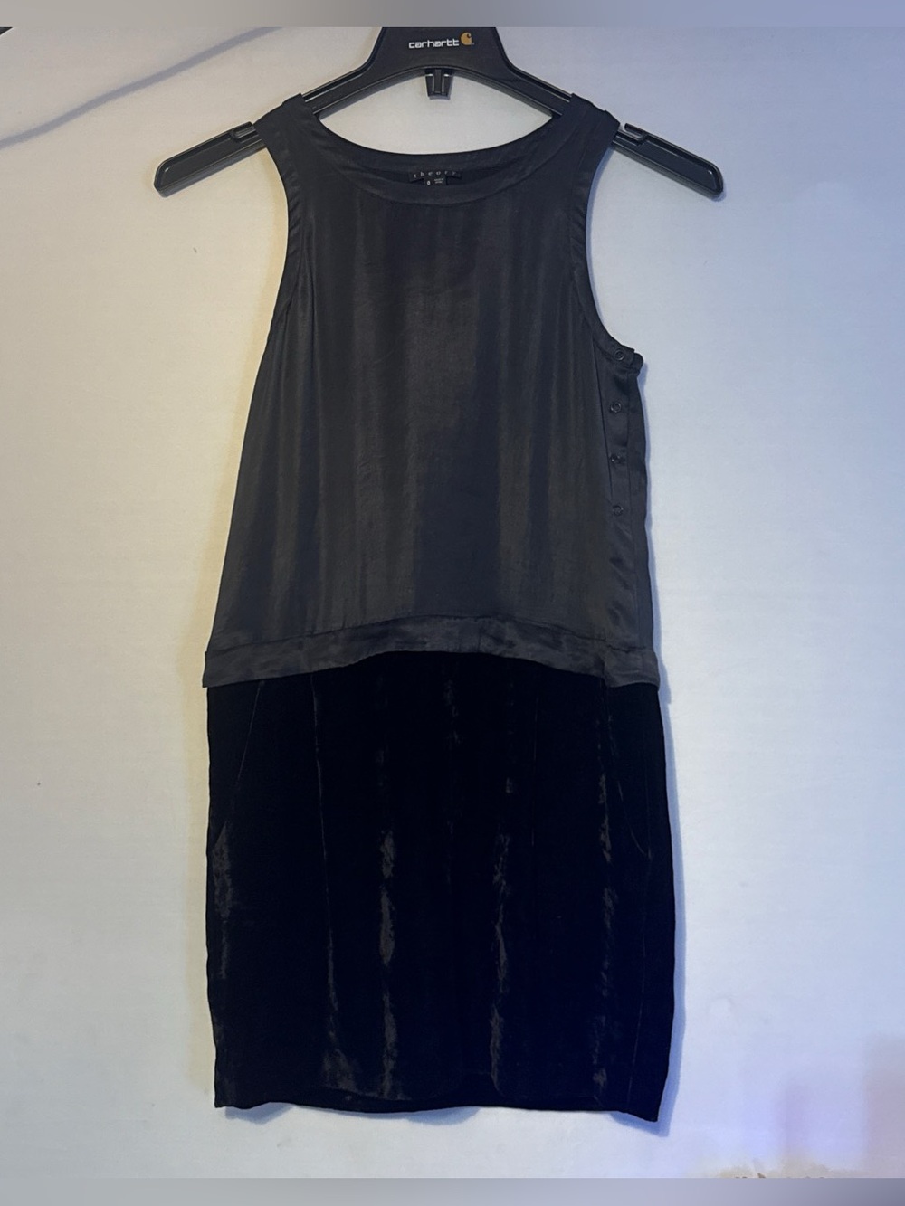 Theory Black Two-Tone Sleeveless Midi Dress